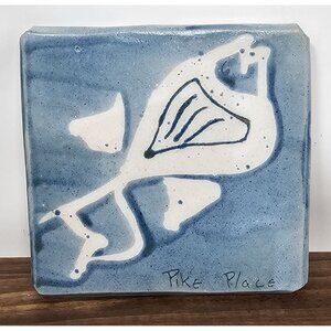 Vtg Lorna Smith Seattle's Pike Place Market Ceramic Fish Tile Trivet 5.5"x5.5"